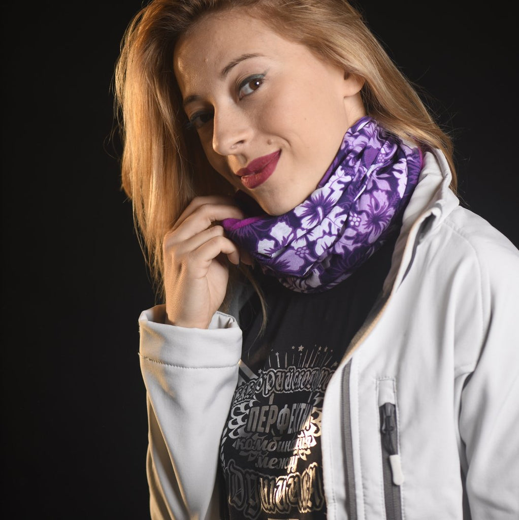 Hibiscus purpuriu femei bandană cu polar, buff, multifunctionala tubulara. liratech.ro bandană multifuncțională, buff