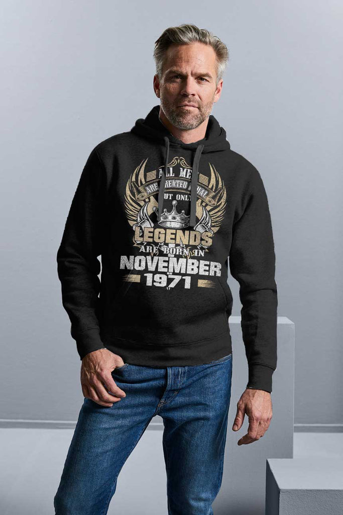 All man equal, but Legend... 50 de ani -  tricou, bluză sau hanorac, pentru o zi de naștere cu o lună și un an la comandă