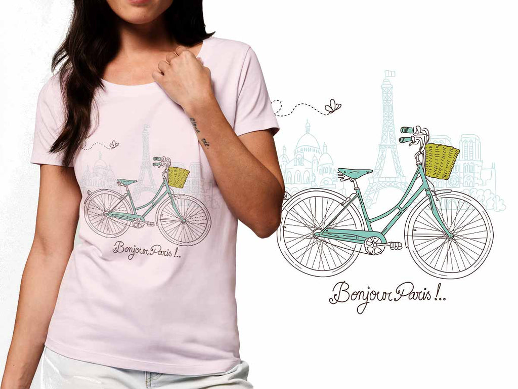 Paris cu bicicleta - tricou din bumbac
