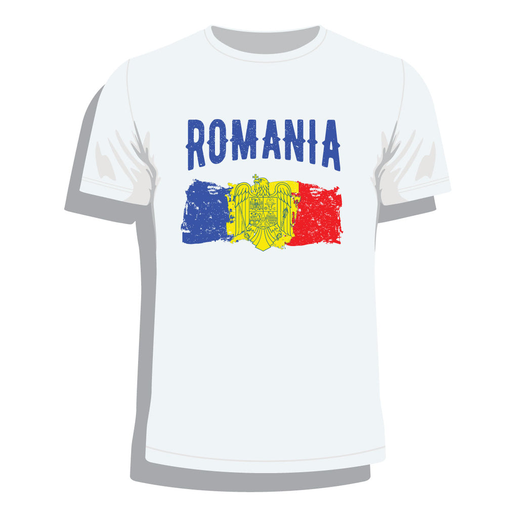 Stema României - tricou cu motive Romania alba